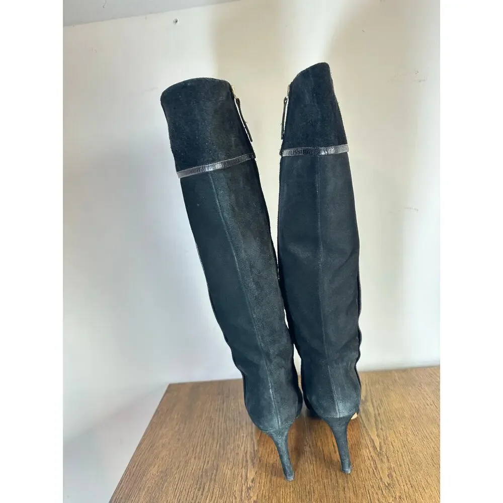 KATE SPADE Black Suede Knee High Heel Boots womans‎ 7 B